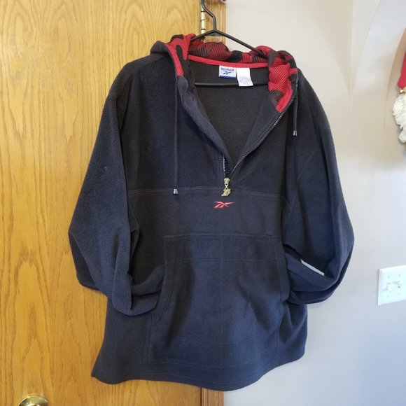 Reebok Navy Blue 1/4 Zip Hoodie with Red Camo Mesh Hood | Men's Size XL - Picture 5 of 14